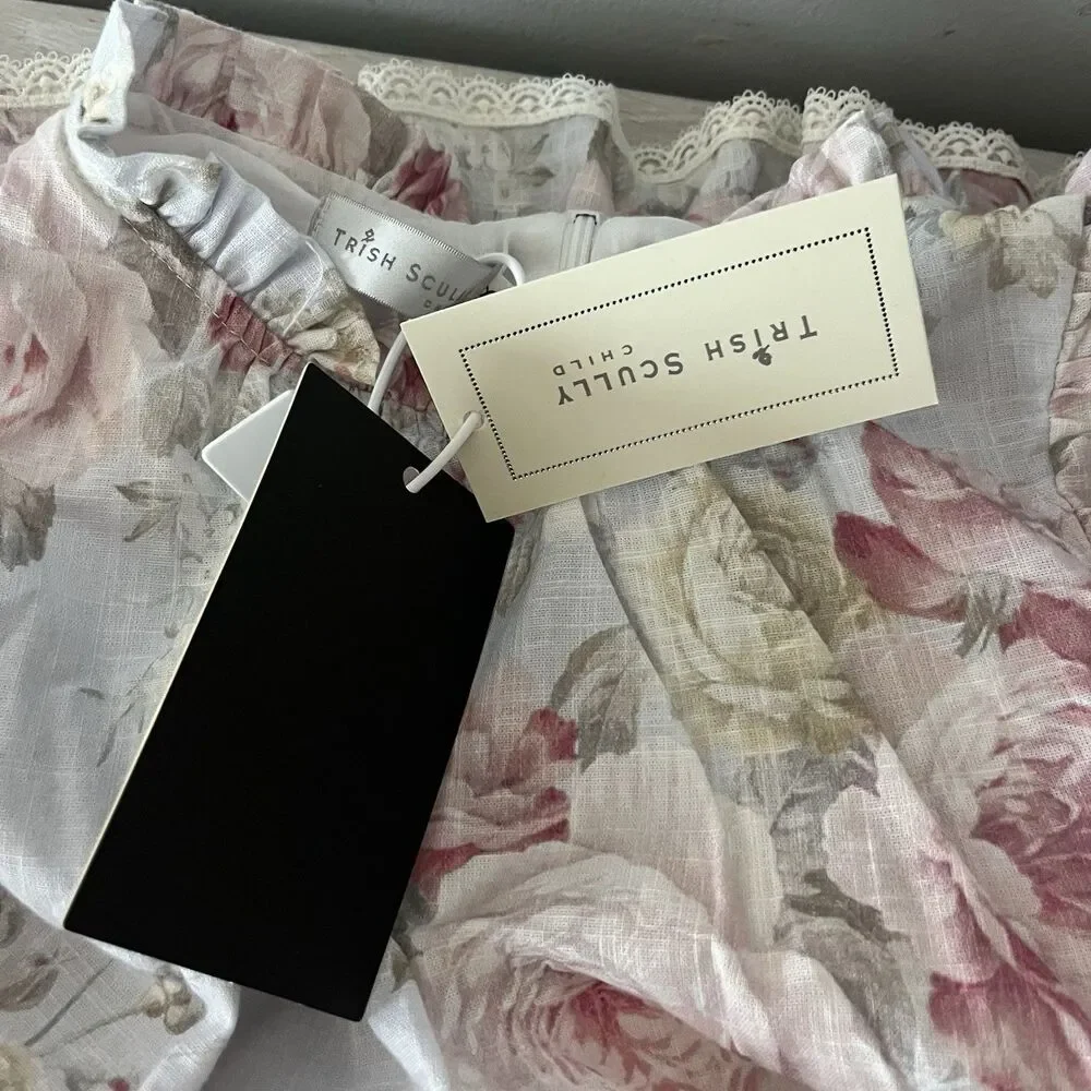 Trish Scully NWT Pink Lace Girls Dress Size 8 Floral Dressy Formal New Ruffles